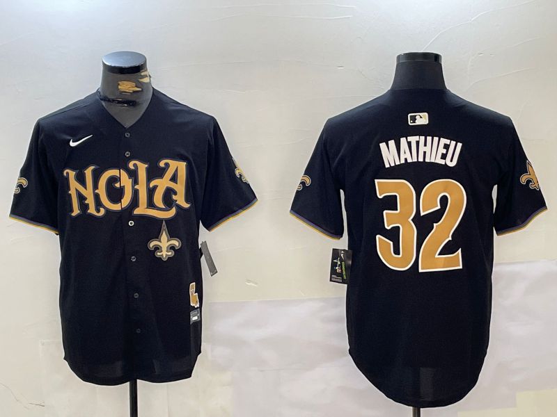 Men New Orleans Saints #32 Mathieu Black Joint Name 2024 Nike Limited NFL Jersey style 3->new orleans saints->NFL Jersey